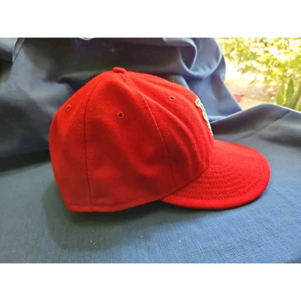 New York Mets New Era 59FIFTY Hat Cap Fitted Sz 8 Red Flag Logo Embroidered MLB - Picture 4 of 10